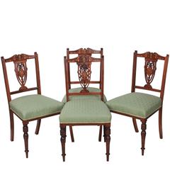 Set of Four Marquetry Inlaid Rosewood Dining Chairs