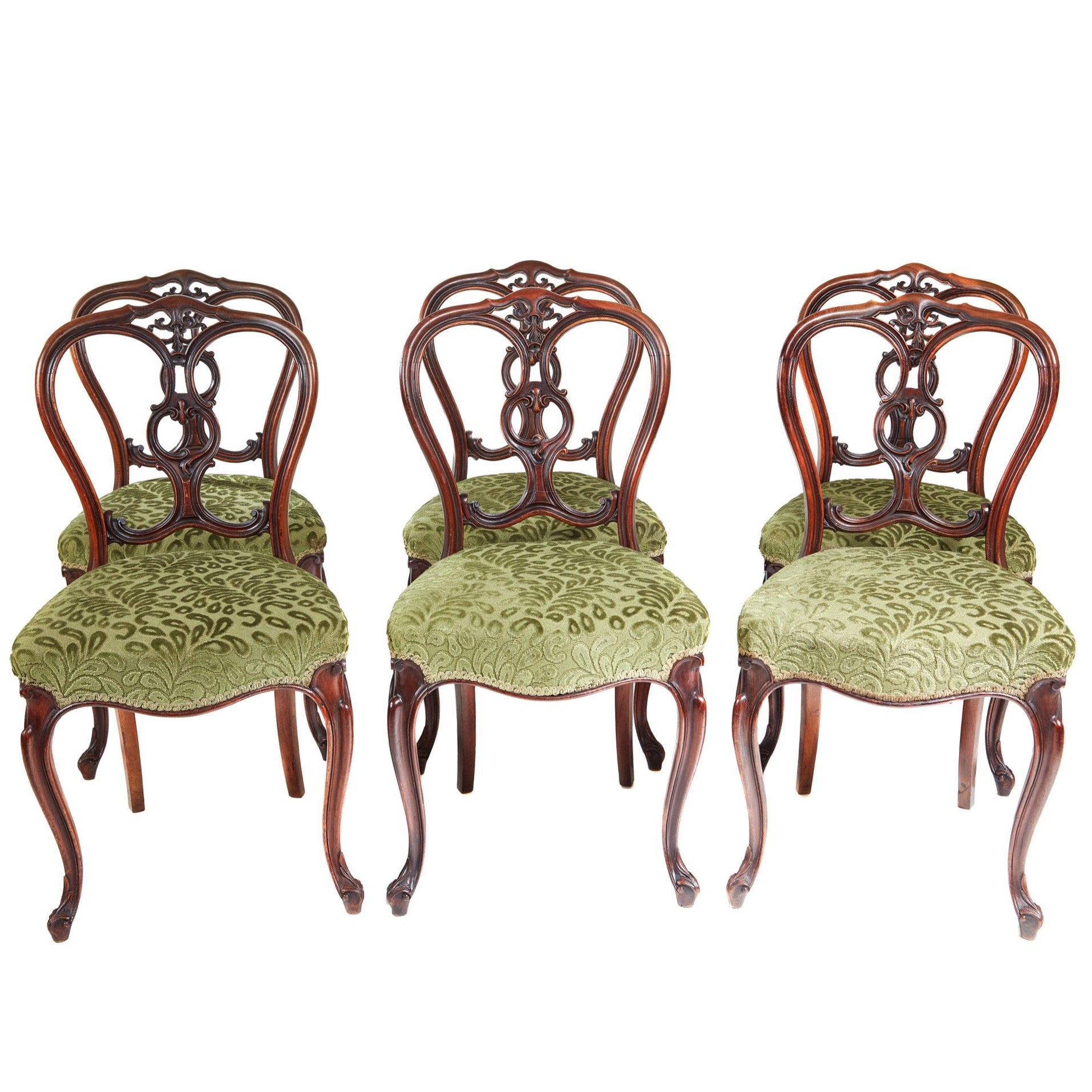 Set Of Six Victorian Walnut Dining Chairs For At 1stdibs