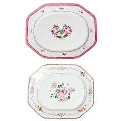 Chinese Export Platters / Hand-Painted Floral Decoration 3