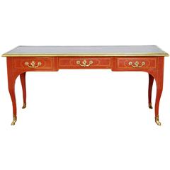 Vintage Louis XV Style Orange Lacquer Bureau Plat / Baker Furniture Collector's Edition