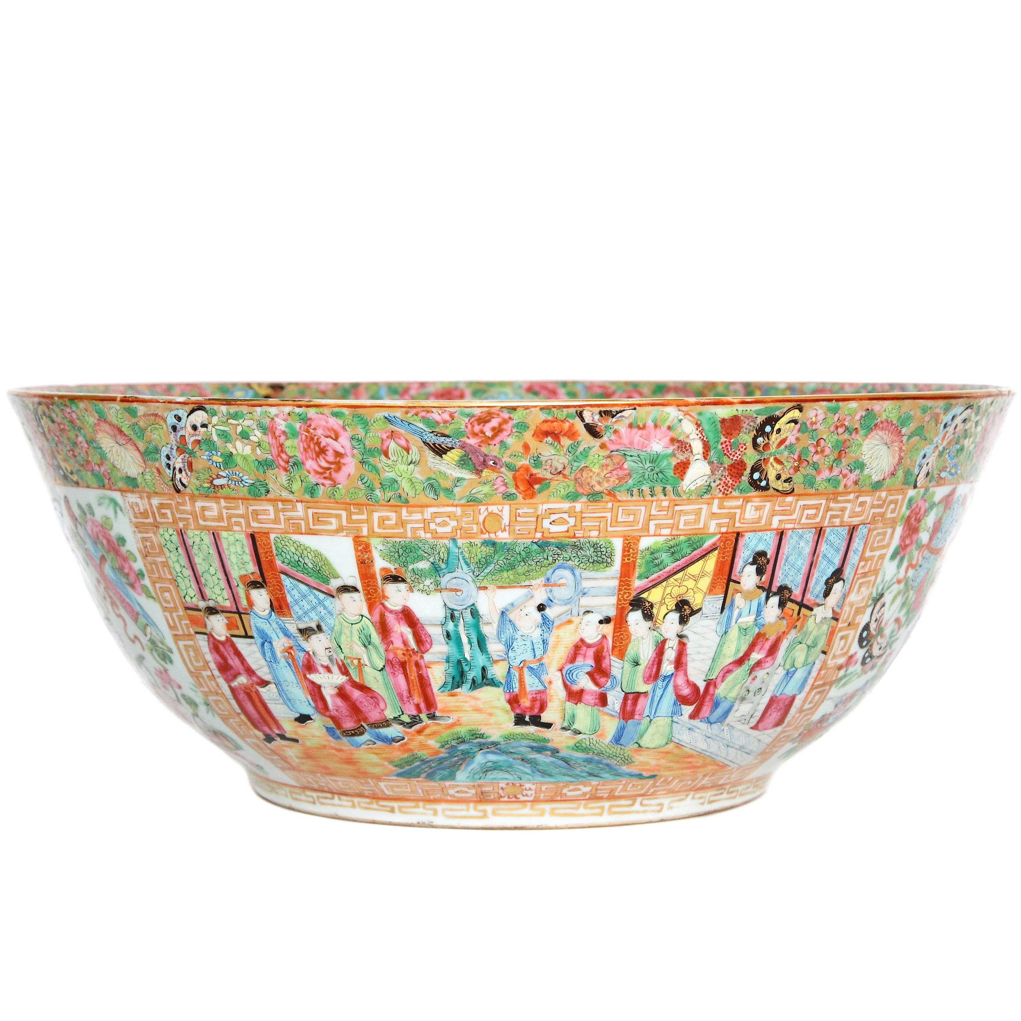 Large 'Canton Famille Rose' Punch Bowl, Mid-19th Century