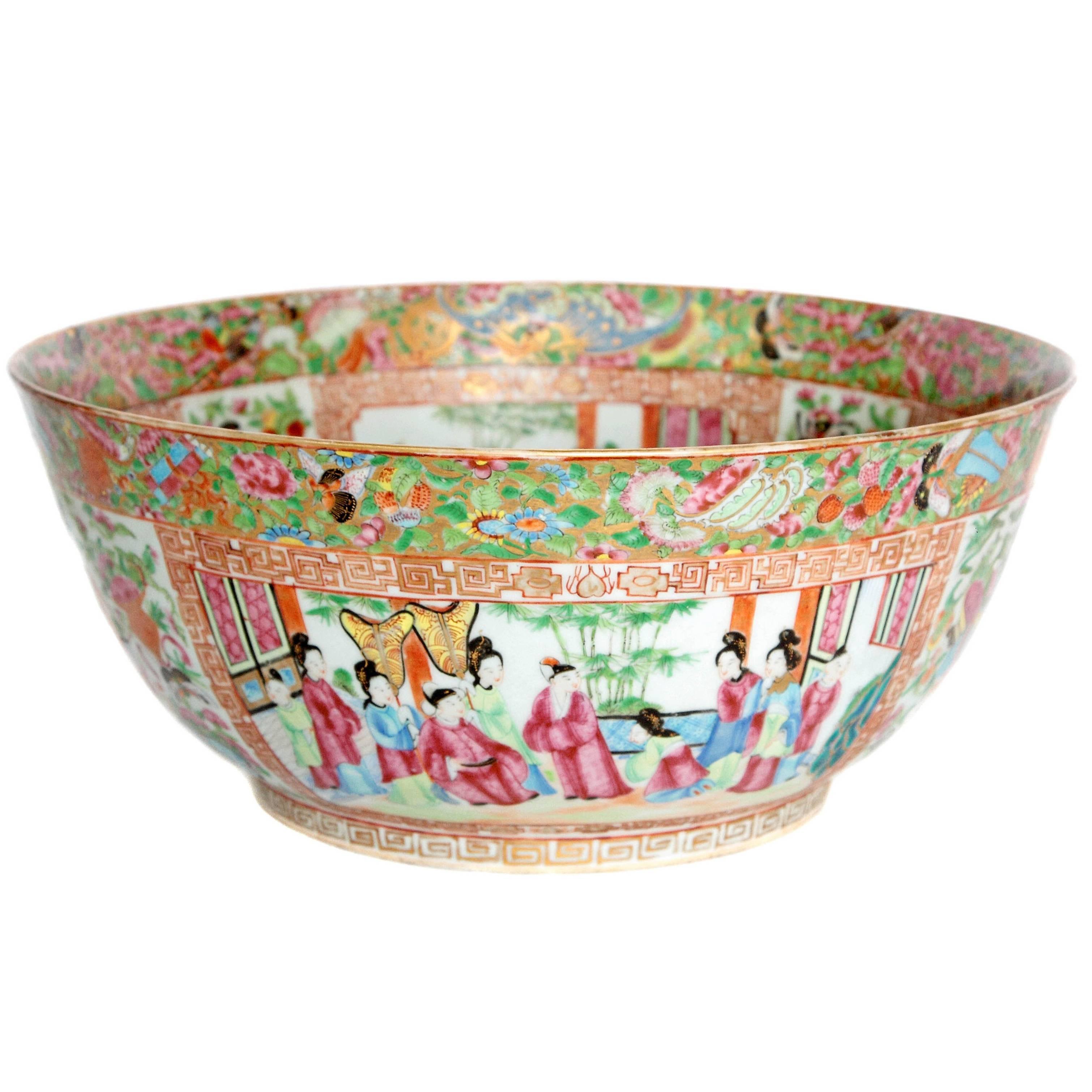 'Canton Famille Rose' Punch Bowl, Mid-19th Century