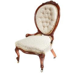Antique Victorian Carved Walnut Ladies Chair