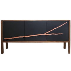 Shimna Neosho Walnut Credenza with Engraved Branch Art