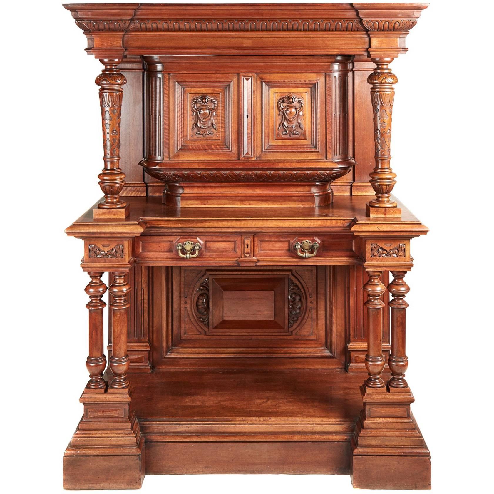 Outstanding Carved Walnut Court Cupboard