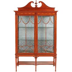 Outstanding Quality Inlaid Satinwood Display Cabinet 2