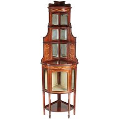 Outstanding Rosewood Inlaid Corner Cabinet
