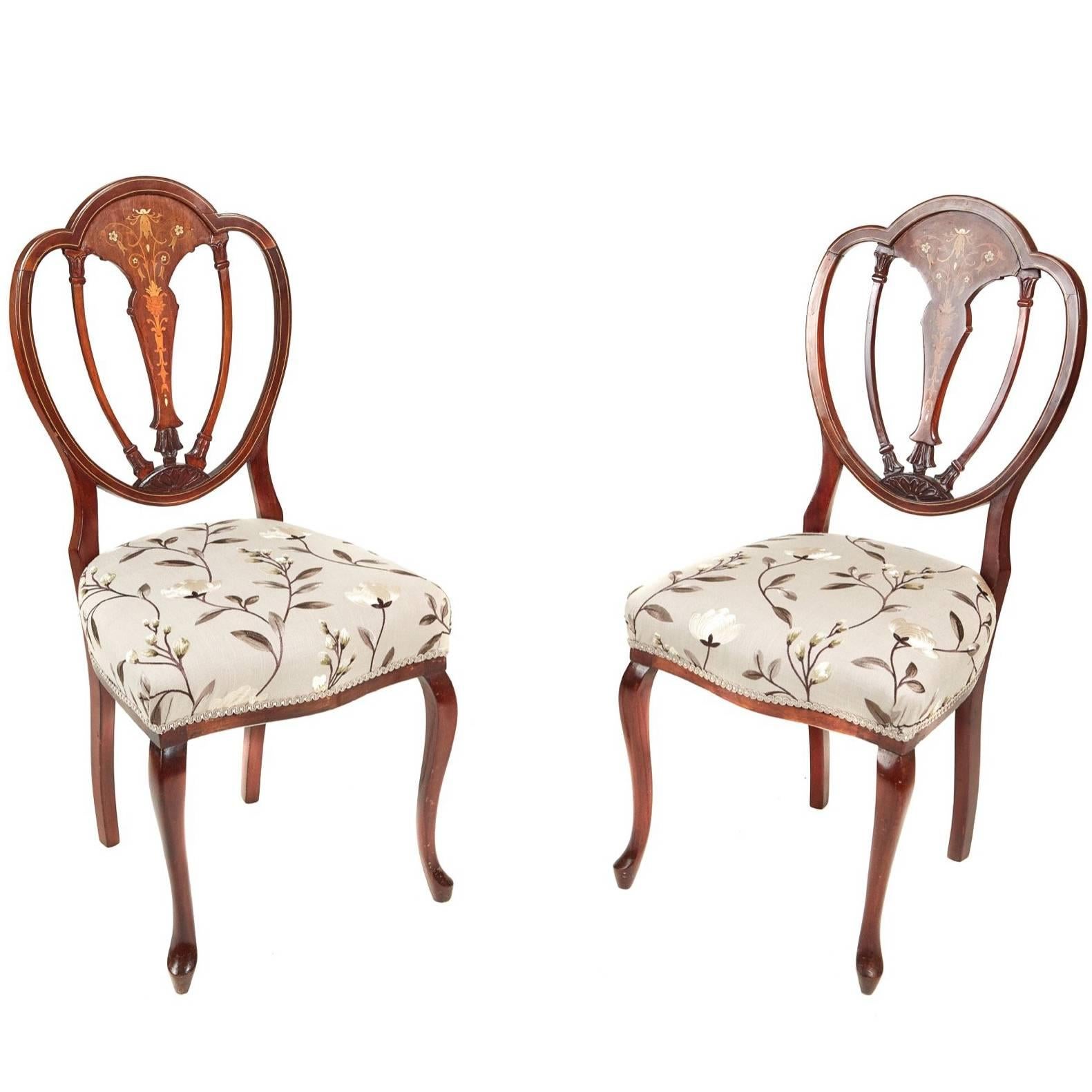 Pair of Mahogany Inlaid Side Chairs