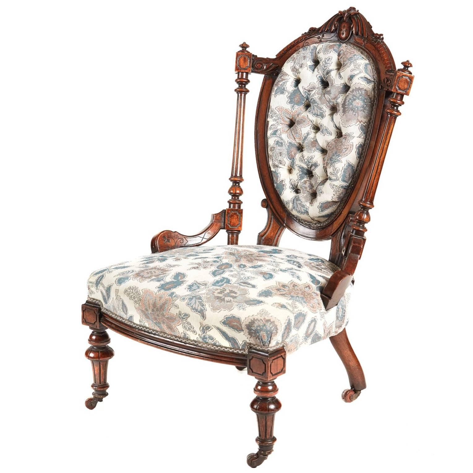 Victorian Walnut Ladies Chair For Sale