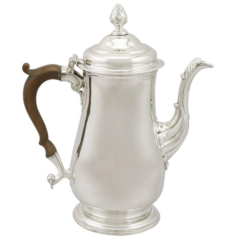 1700s Antique Newcastle Sterling Silver Coffee Pot For Sale at