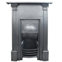 Tall Edwardian Art Nouveau Cast Iron Combination Fireplace
