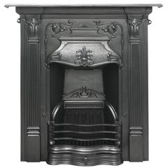 Antique Edwardian Art Nouveau Cast Iron Combination Fireplace 1