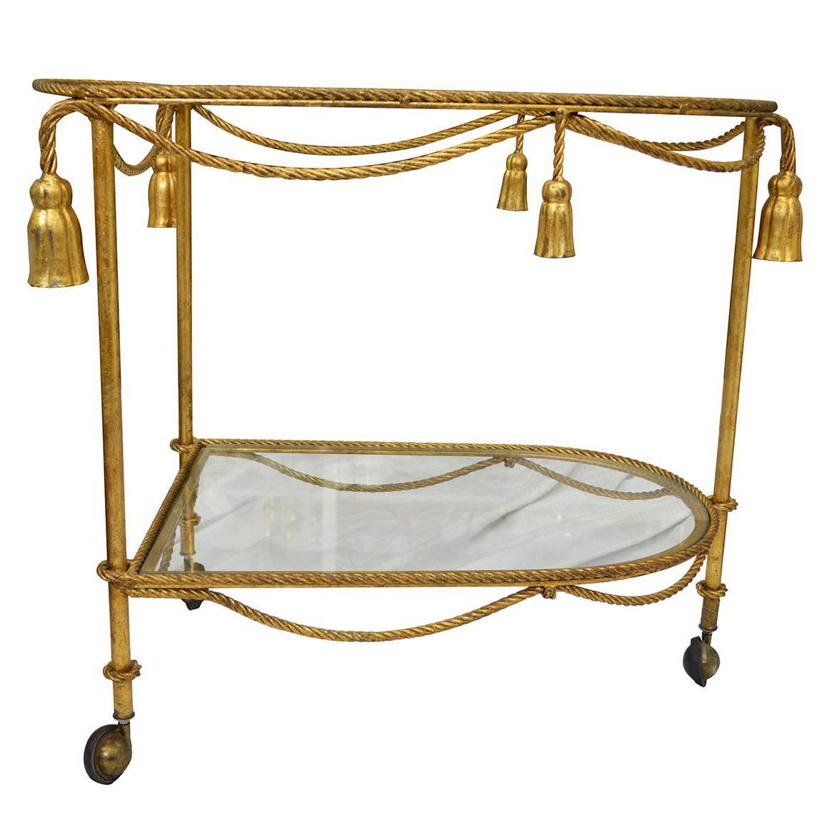 Rope and Tassel Tea Cart For Sale