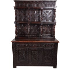 Large Antique Carved Oak Dresser