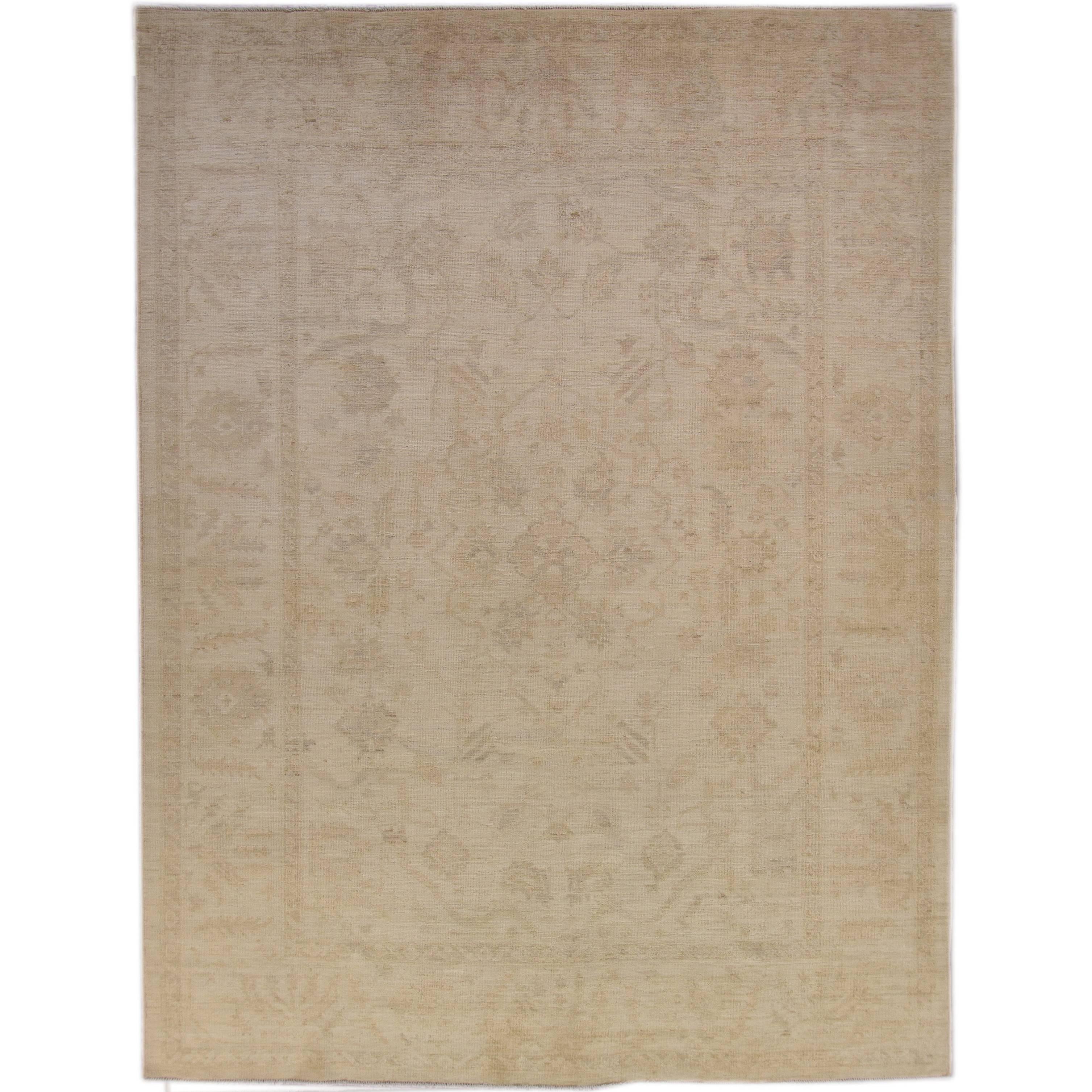 Tapis moderne de style turc Oushak de 2,69 m x 3,78 m