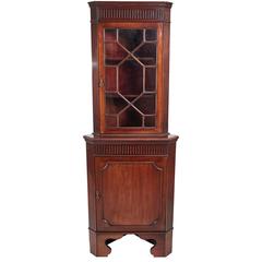 Edwardian Mahogany Glazed Corner Cabinet