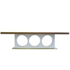 Triple Zero Dining Room Table with Brass Base 1