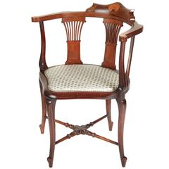 Edwardian Mahogany Inlaid Corner Chair