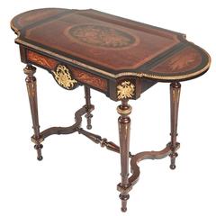 Antique Fine French Marquetry Drop Leaf Table