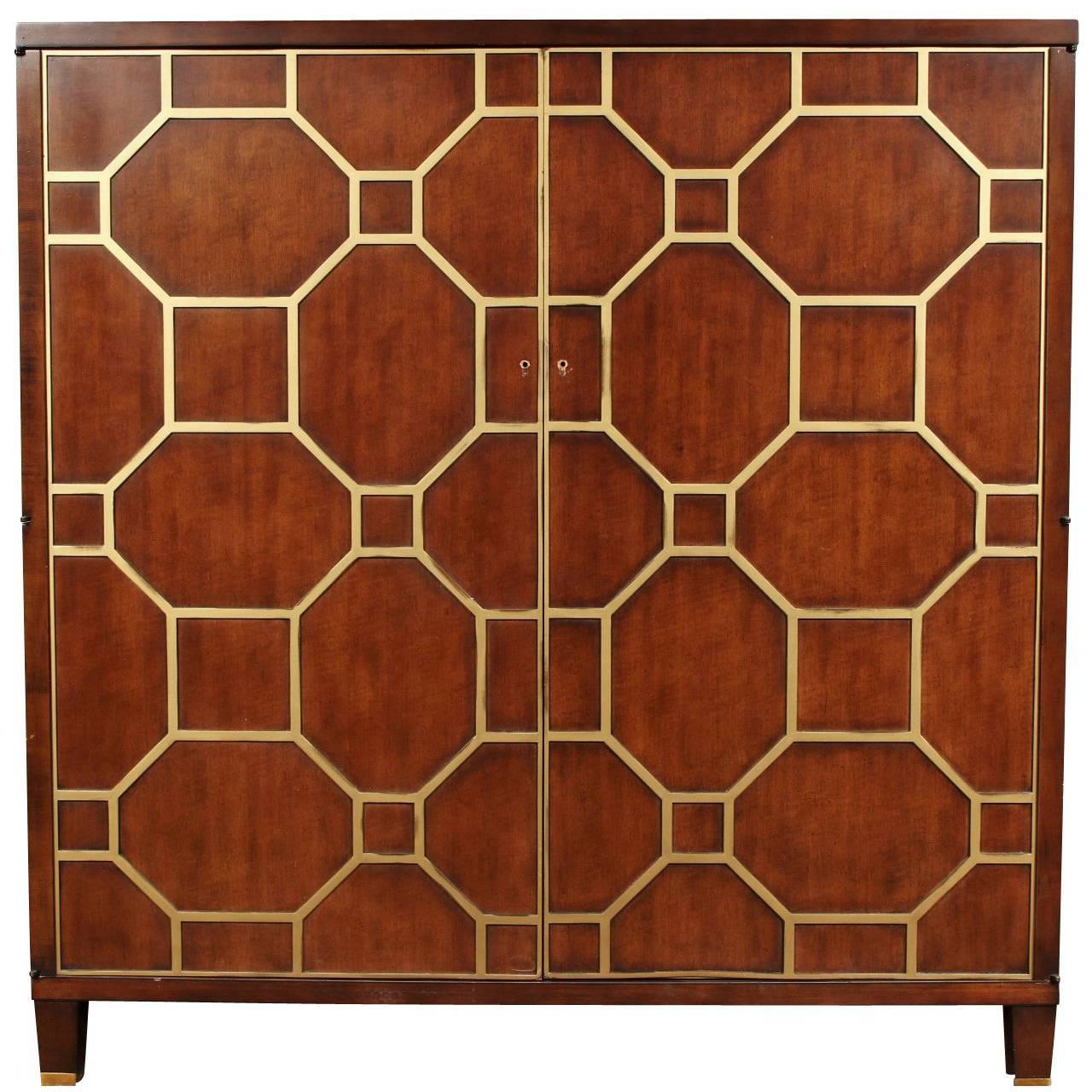 Suzanne Kasler for Hickory Chair Co Cabinet with Gilt Lattice Front Design