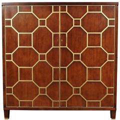 Used Suzanne Kasler for Hickory Chair Co Cabinet with Gilt Lattice Front Design