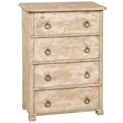 19th Century Petite Sized Swedish Painted Wood Chest in Grey and Cream Color 19th Century Petite Sized Swedish Painted Wood Chest in Grey and Cream Color
