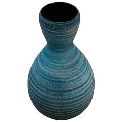 Accolay Blue Vase, France, Mid-Century