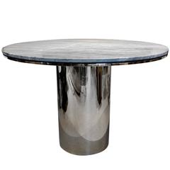 Brueton Sleek Stainless Steel and Marble Table, 1970s