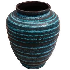 Accolay Blue Vase, France, Mid-Century