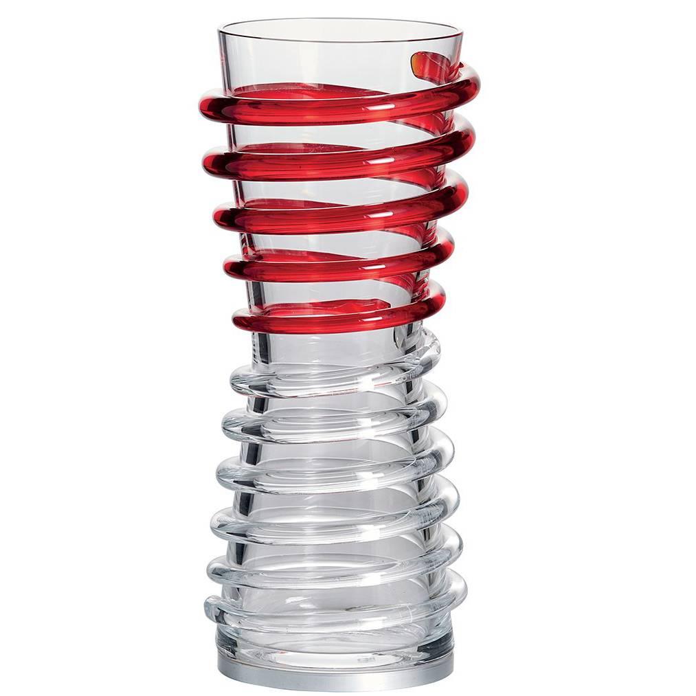 Lampe de bureau LED/vase contemporain(e) en verre de Murano rouge et transparent Polari Carlo Moretti