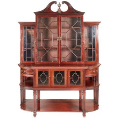Large Antique Mahogany Astragal Glazed Breakfront Bookcase
