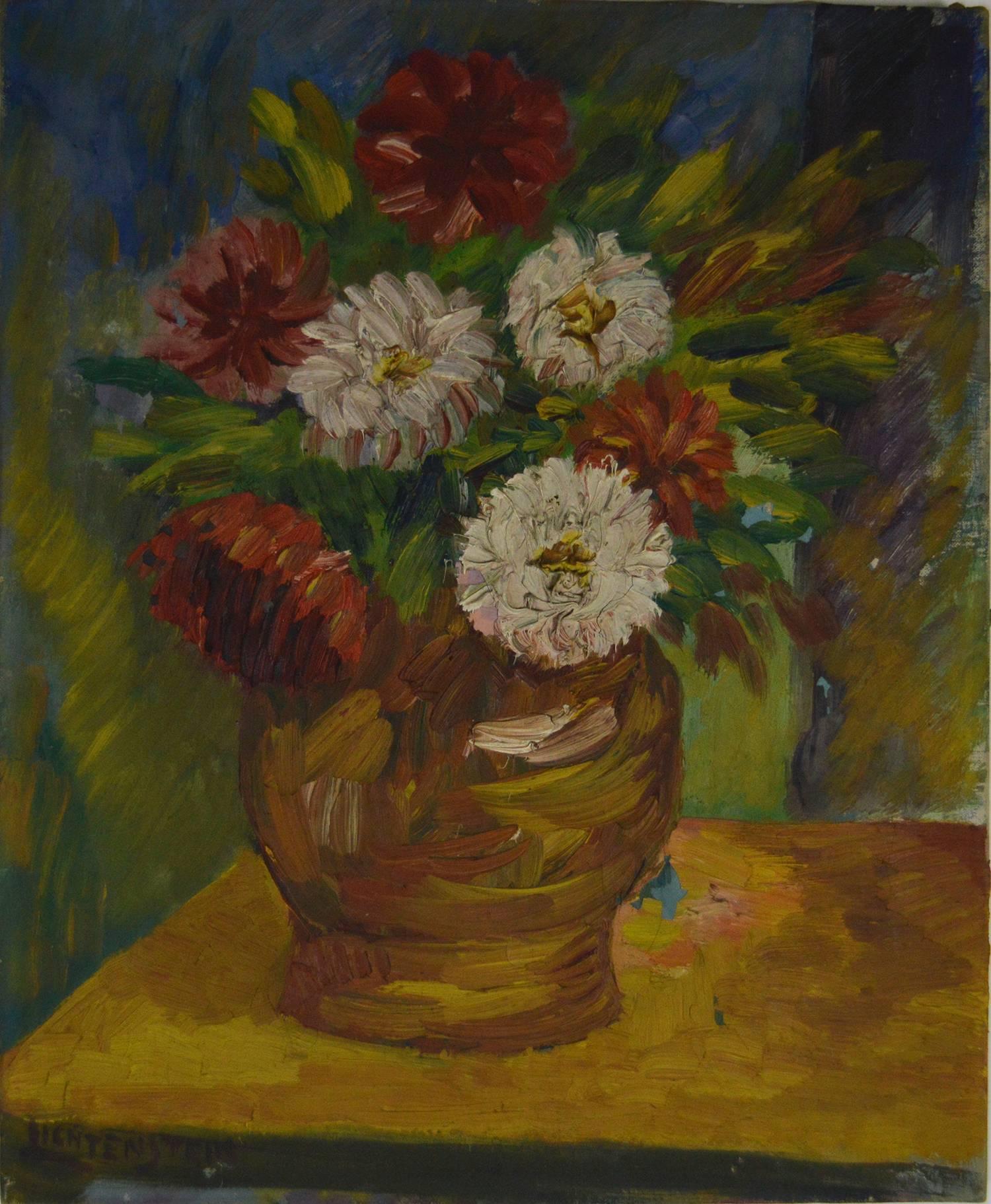 Impressionist Painting of Flowers, Lichtenstein, circa 1925