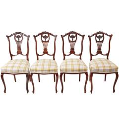 Quality Set of Four Carved Mahogany Dining Chairs