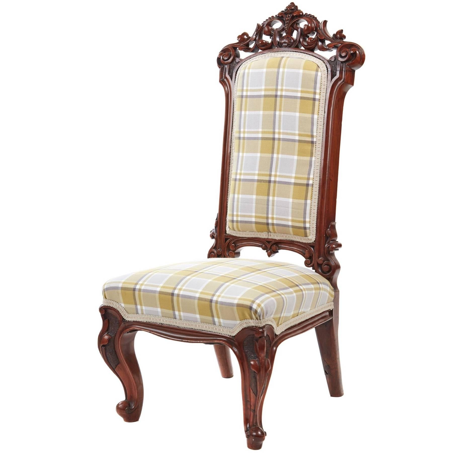 Outstanding Quality Carved Walnut Nursing Chair For Sale