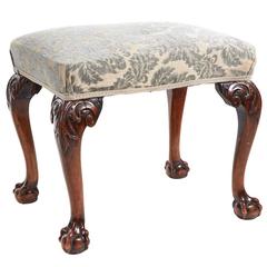 Finely Carved Antique Walnut Claw and Ball Stool