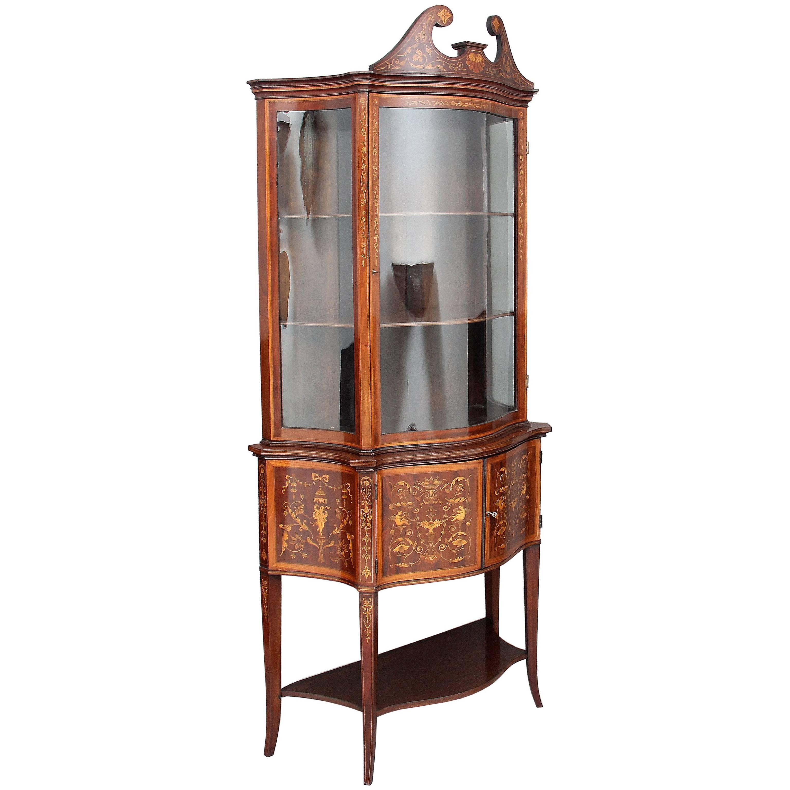 19th Century Edwards & Roberts Mahogany Inlaid Display Cabinet
