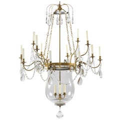 Retro Attributed to Maison Jansen Jumbo Bronze and Steel Bell Jar Chandelier