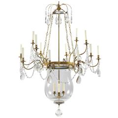 Attributed to Maison Jansen Jumbo Bronze and Steel Bell Jar Chandelier 2