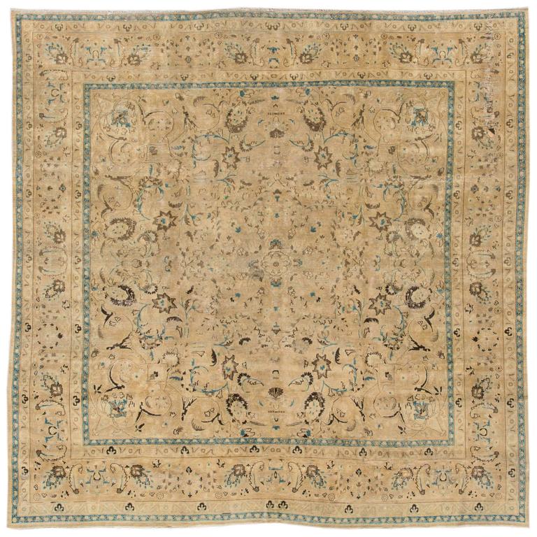Antique Persian Tabriz Square Rug For Sale at 1stdibs