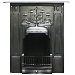 Antique Reclaimed Edwardian Art Nouveau Cast Iron Fireplace