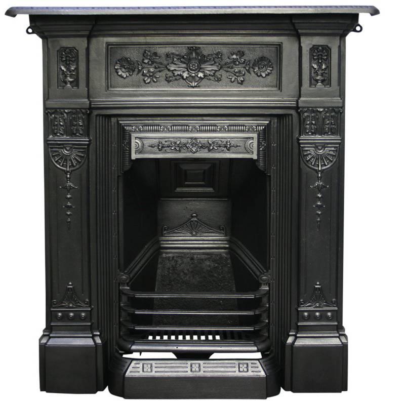 Antique Late Victorian Cast Iron Bedroom Fireplace