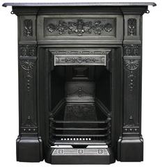 Antique Late Victorian Cast Iron Bedroom Fireplace