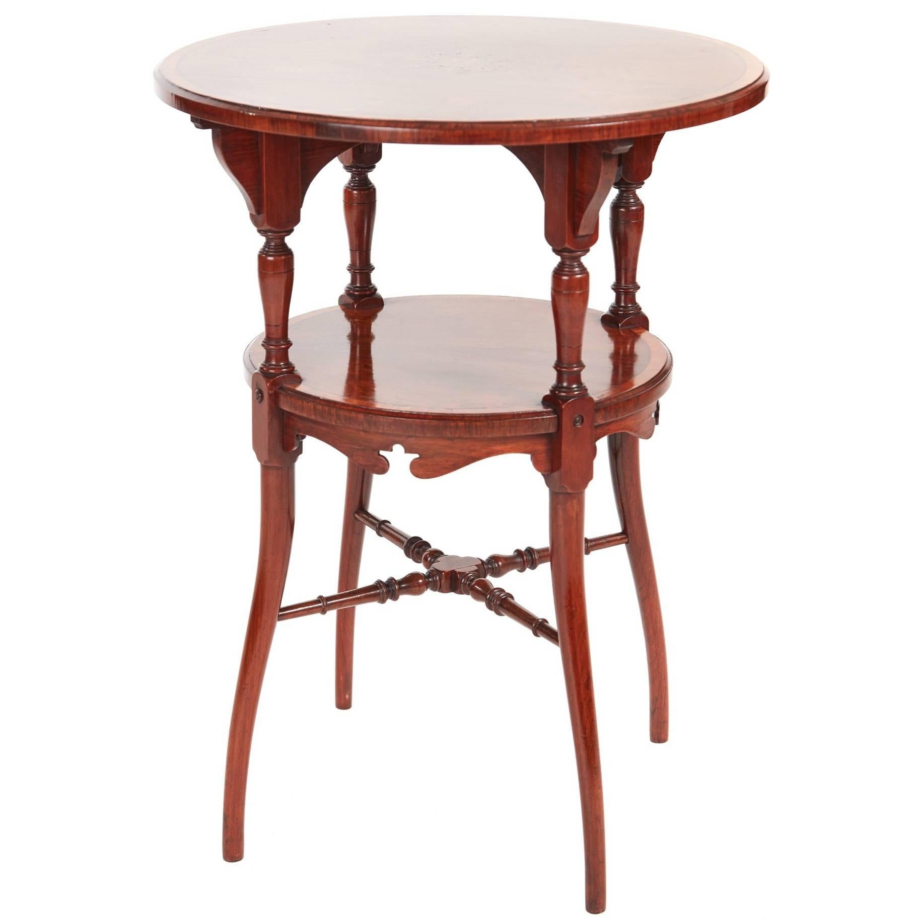 Fine Quality Inlaid Rosewood Two-Tier Occasional Table For Sale