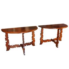 Pair of Italian Demilune Consoles 7
