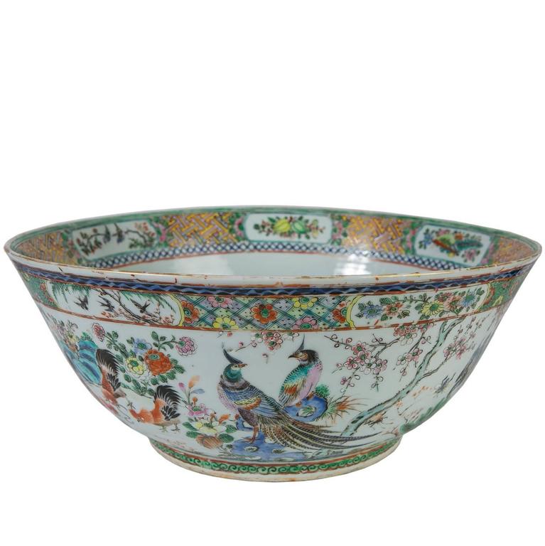 Antique Chinese Porcelain Punch Bowl at 1stdibs