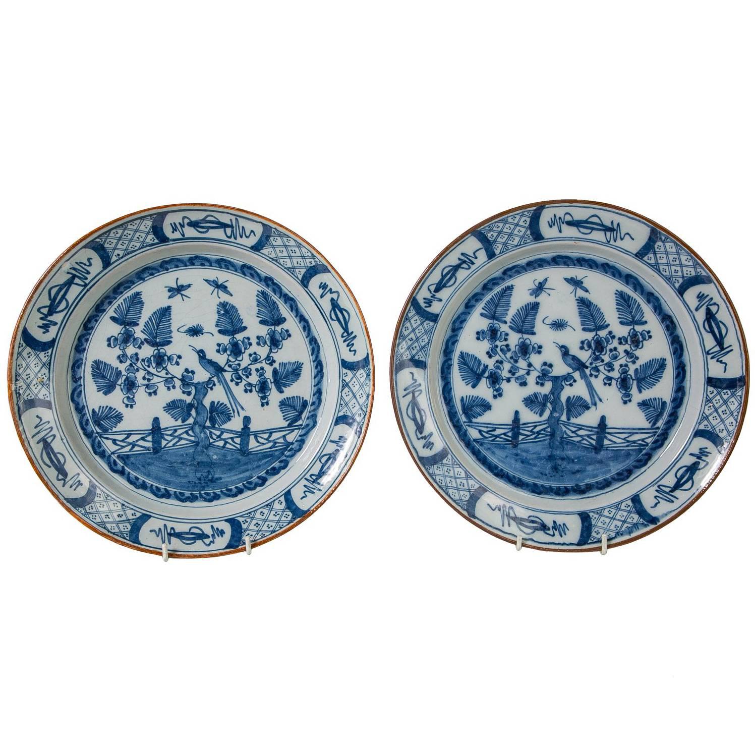 Pair Delft Blue and White Chargers