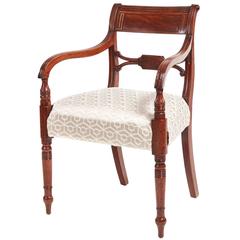 Regency Mahogany Brass Inlaid Elbow Chair