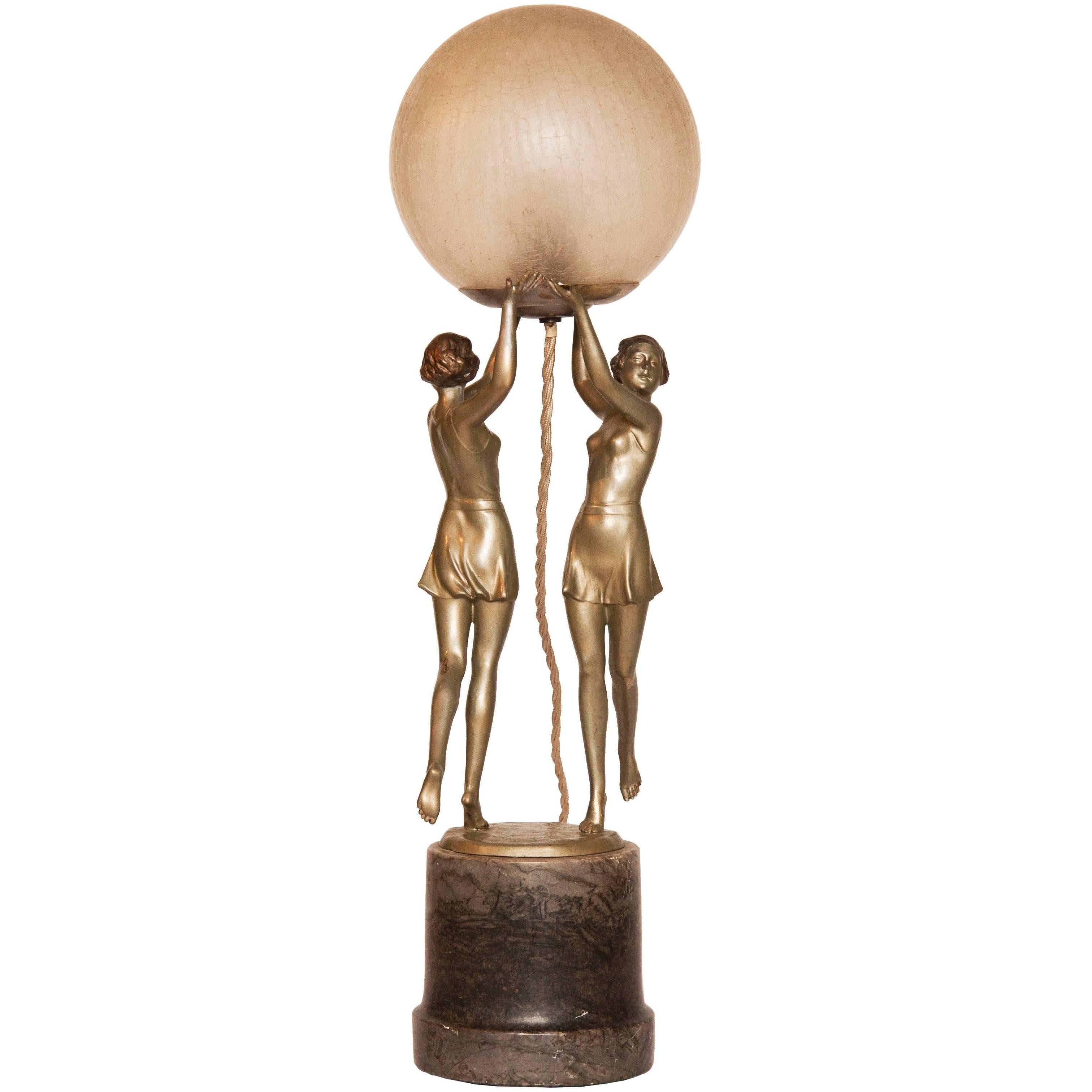 Art Deco Figure Lamp the Twins