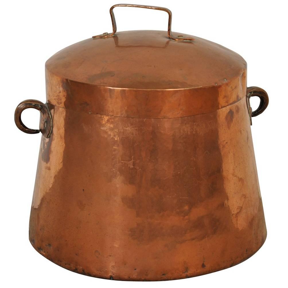 Spanish 18th Century Lidded Copper Pot