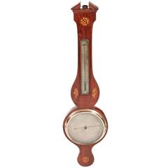 Antique Georgian Mahogany Inlaid Banjo Barometer